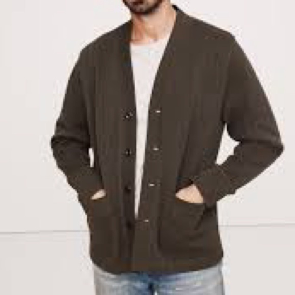NWOT Banana Republic Men’s Gray French Terry Cardigan Sz XL